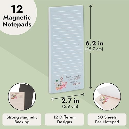 Miniatura 4 de Juvale Paquete de 12, 60 hojas de bloc de notas cristianas, blocs de notas magnéticos para refrigerador, papelería religiosa, blocs de notas con