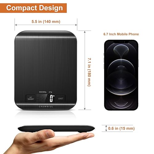 Miniatura 6 de CROWNFUL Food Scale, 11 lb Digital Kitchen Scales with Built-in Coin Battery, Weight Ounces and Grams for Cooking and Baking, 6 Units with Tare