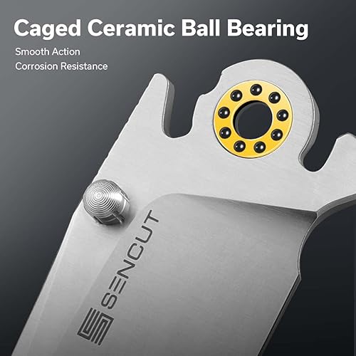 Miniatura 3 de SENCUT Sachse Pocket Knife Folding Knife for EDC, Black Micarta Handle Satin 9Cr18MoV Blade Foldable Small Knife with Clip, Button Lock Everyday