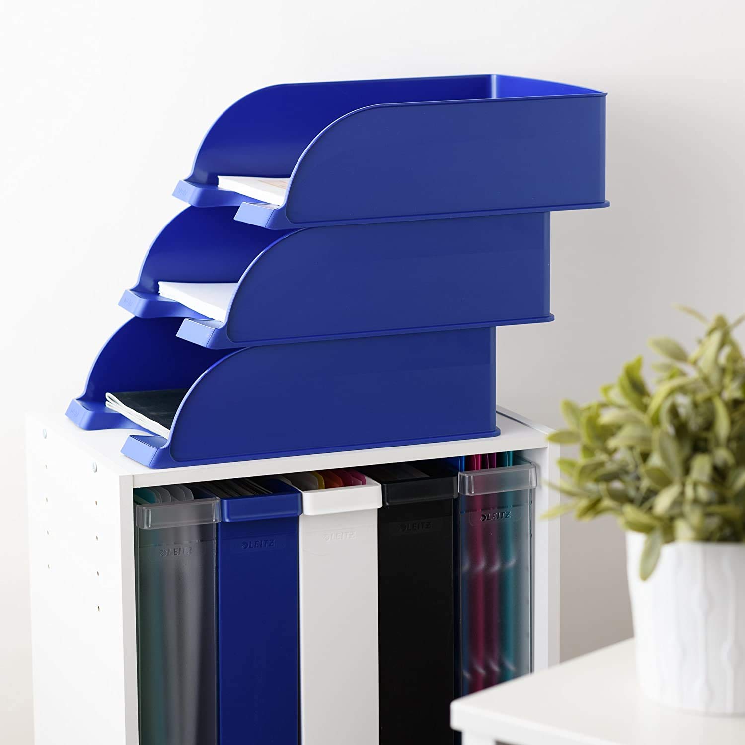 Leitz Plus Corbeille à courrier Hauteur 103 mm Rouge Lot de 4