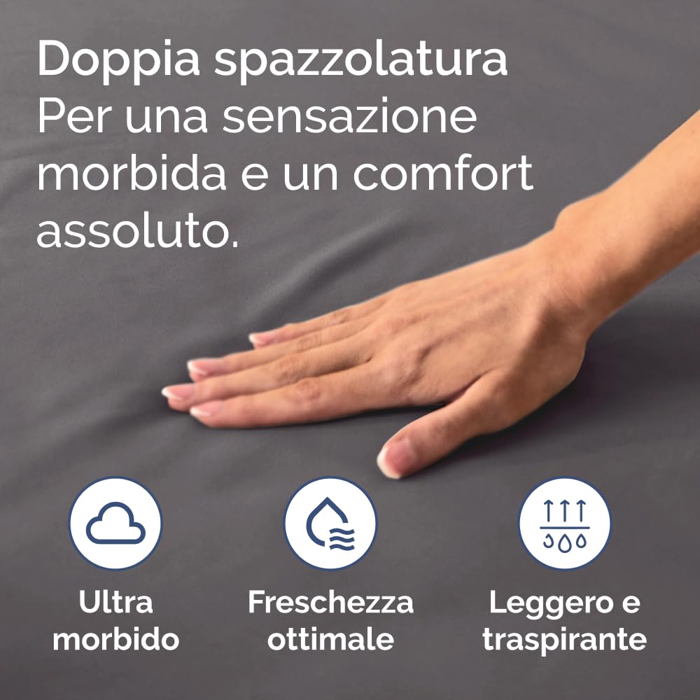 Lenzuolo con angoli 120x200cm - Extra profondo per materassi fino a 40cm (16") di altezza - Morbida microfibra spazzolata - Antipiega, resistente al restringimento e colori - OEKO-TEX - Grigio scuro