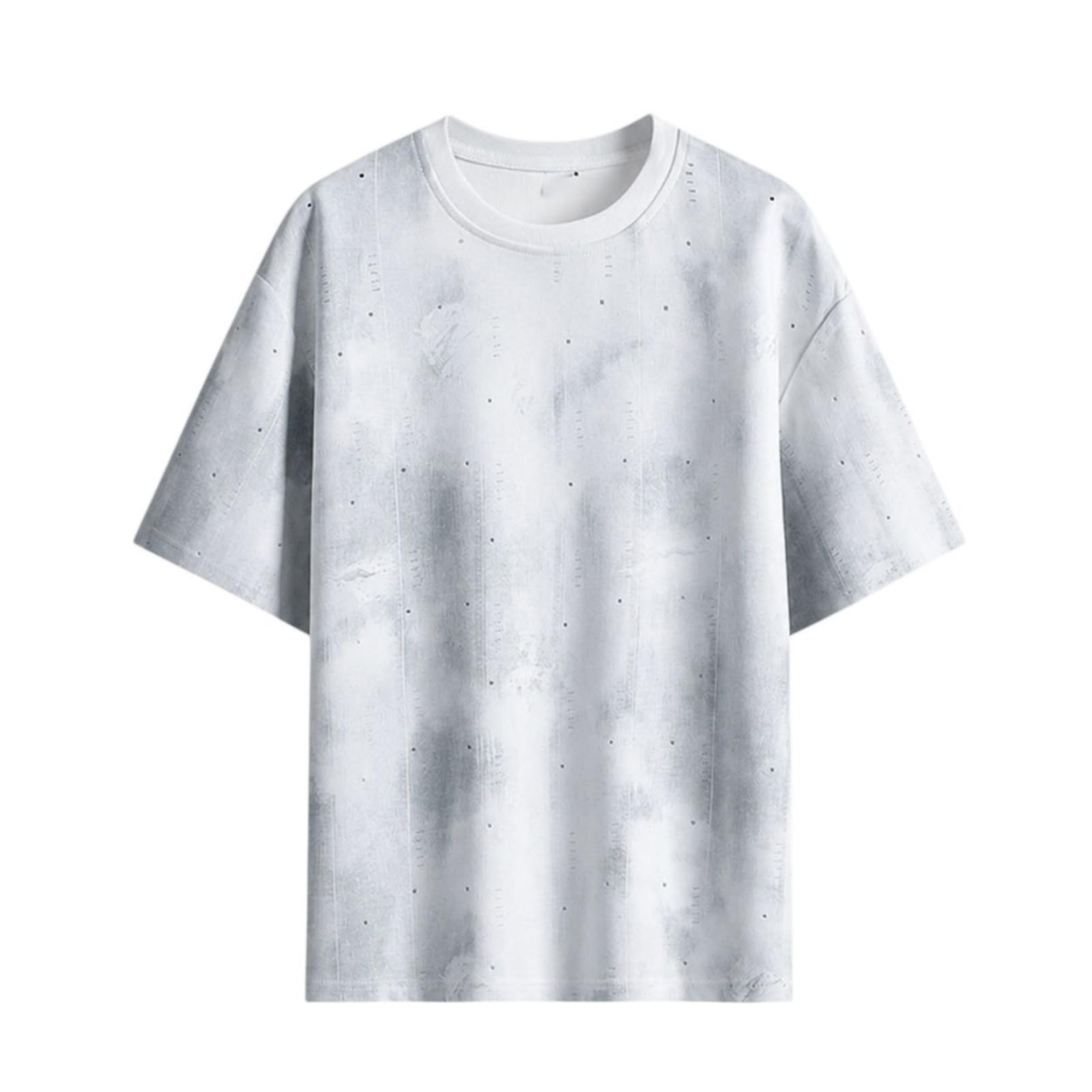 Męski Big & Tall T-shirt z gradientem i okrągłym dekoltem w stylu Hongkongu, luźny top rekreacyjny