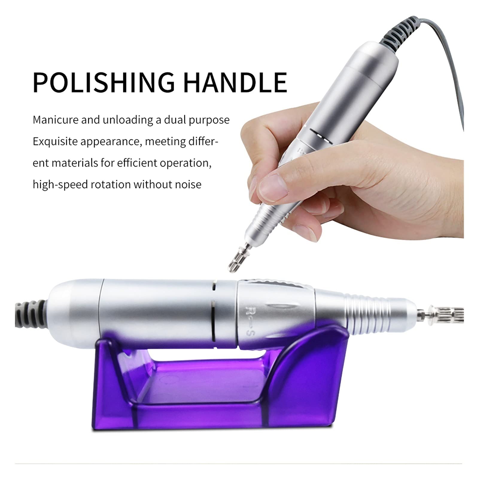 Máquina Perforadora de uñas 3 2W 35000RPM Aparato de Taladro uñas Pro Electric para Manicure Pedicure Files con Cortador Nail Art Drill Machine Tools(32W 35000RPM White)