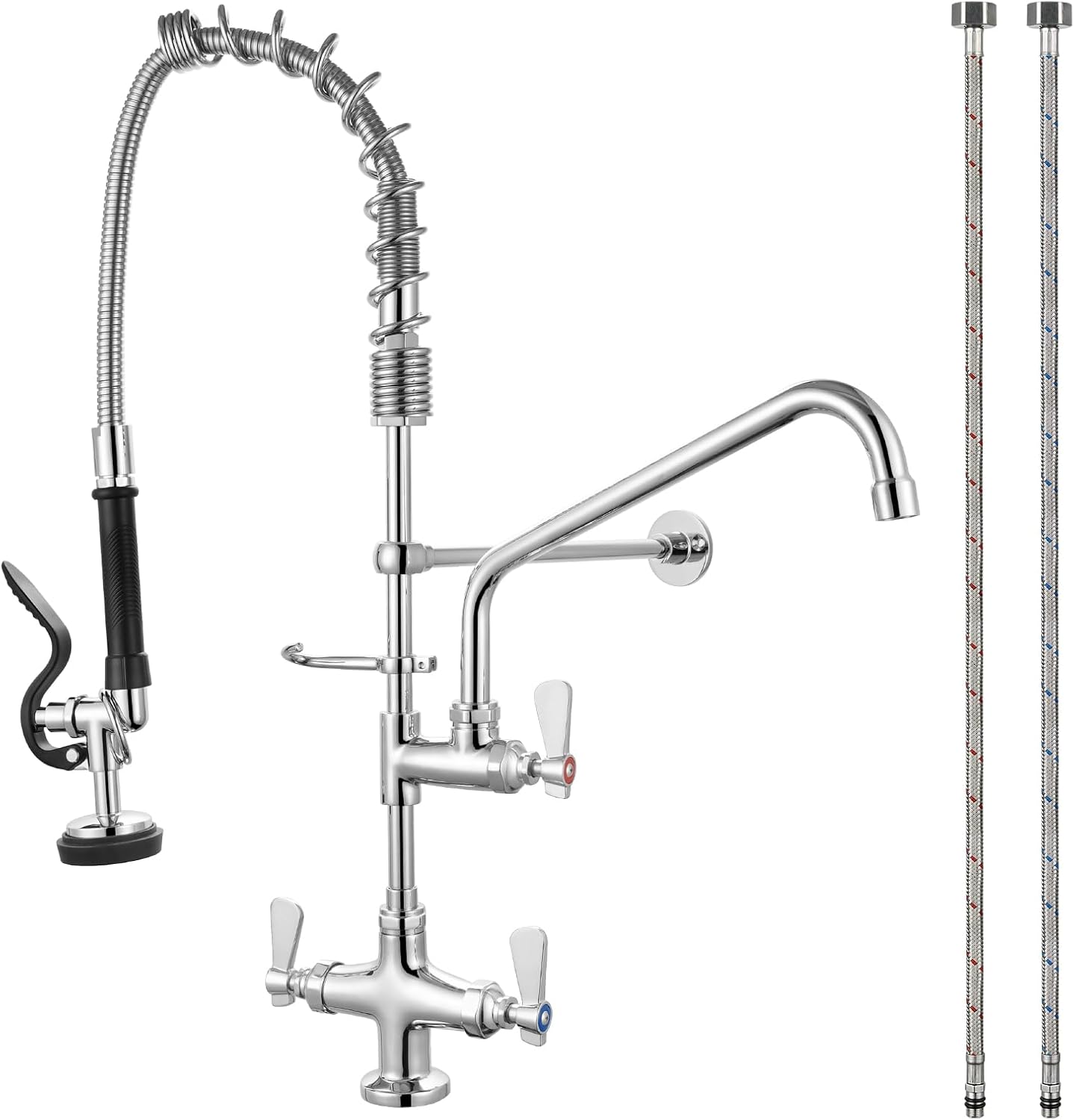 Commercial Kitchen Faucet Deck Mount with Pre-Rinse Sprayer (27 Deck Mount)