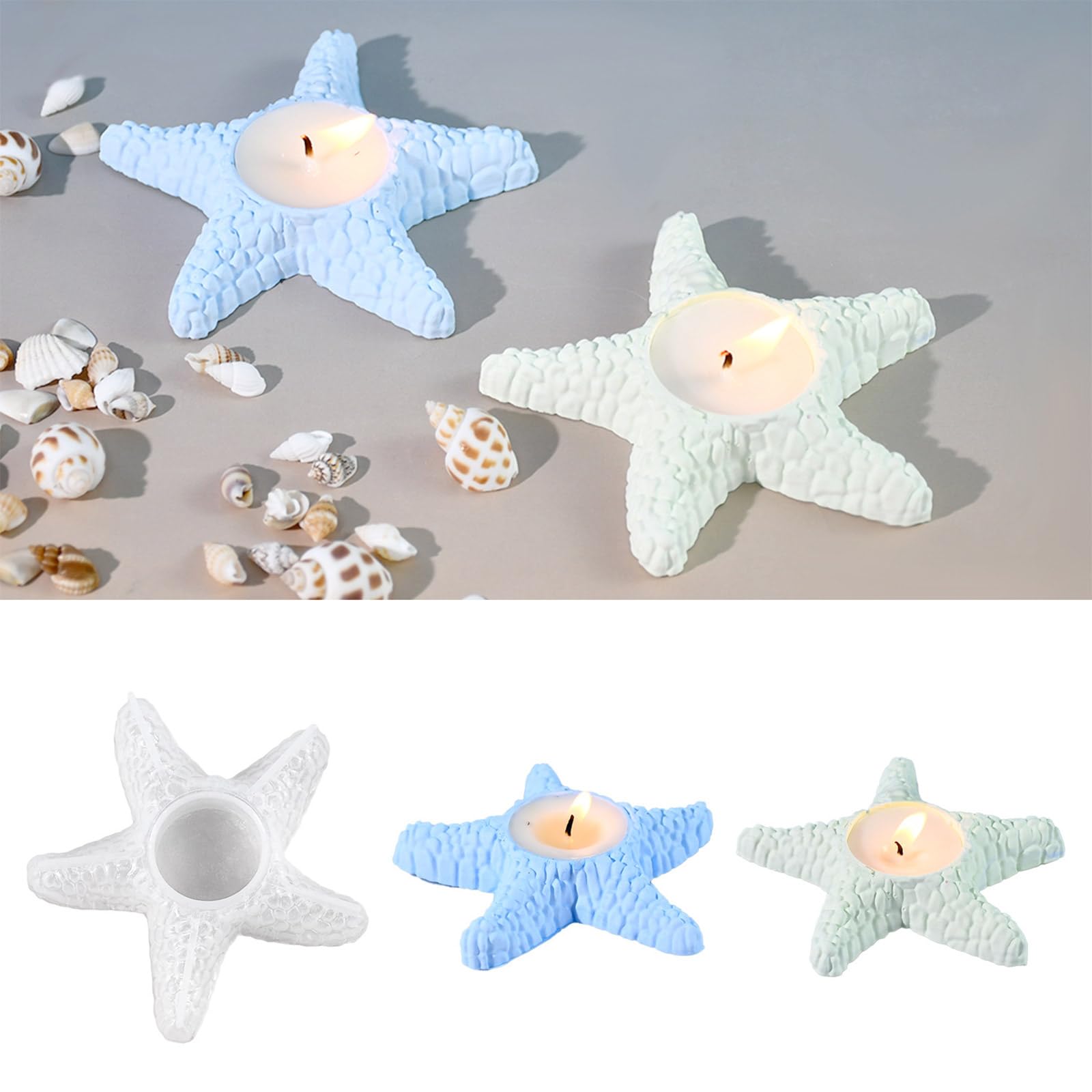 Sea Star Silicone Molds for Epoxy Resin Tealight Holder Silicone Candlestick Molds for Holder Decoration