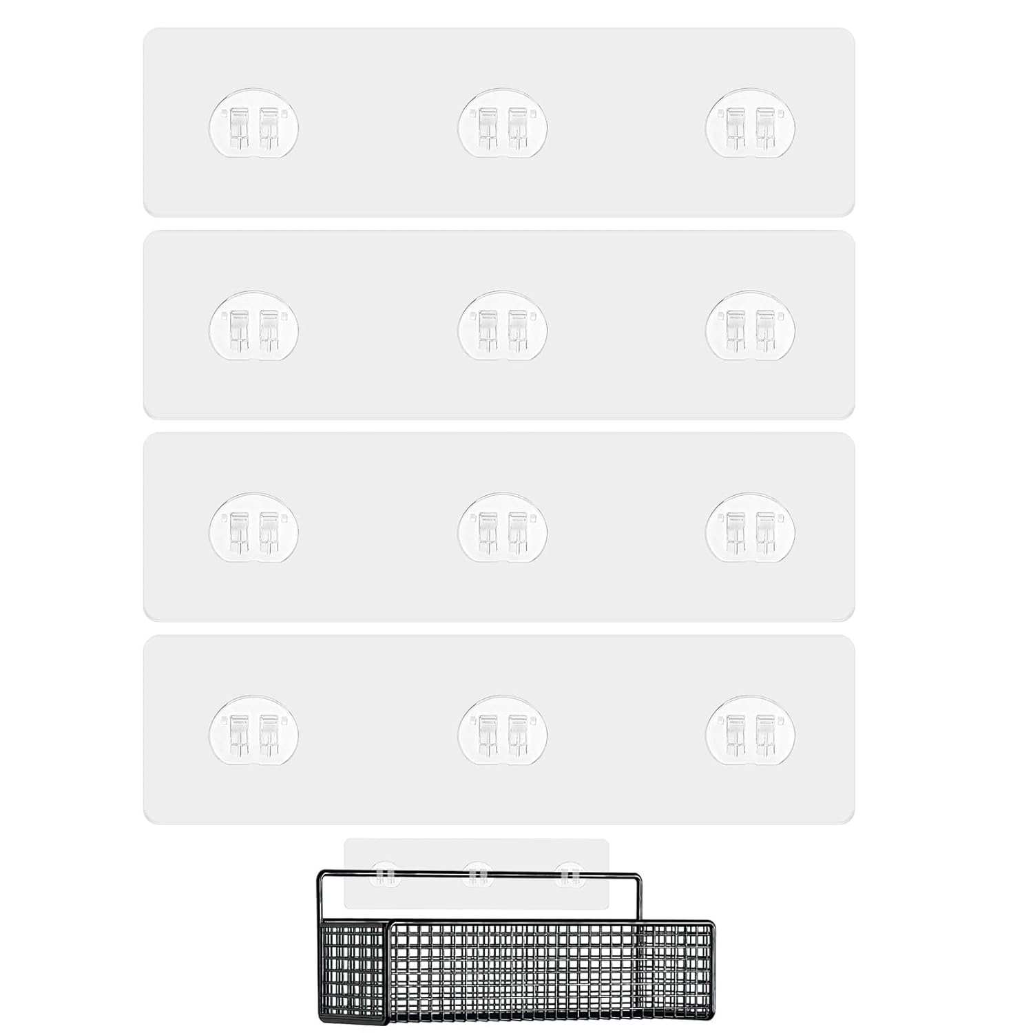 mgmooa 4 Pack Transparent Shower Caddy Adhesive Replacement Pads No Drilling Sticky Adhesive for Shower Rack Bathroom Storage