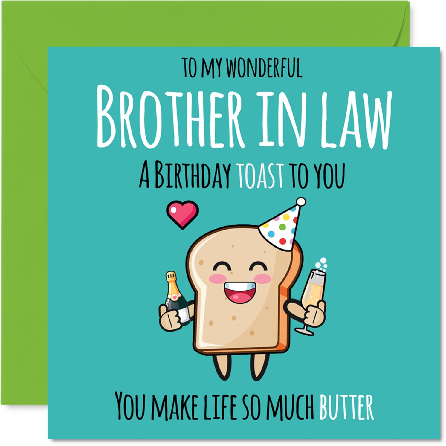 Brother in Law Birthday Card - Cute Toast - Happy Birthday Card for Brother in Law from Sister Sibling, 145mm Bday Greeting Cards