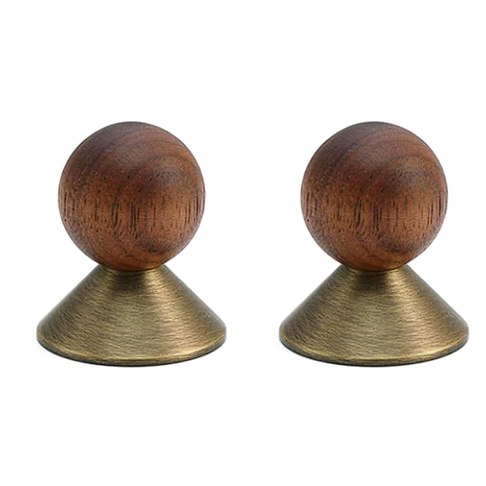 Chenhoju Bronze Walnut Wood And Brass Cabinet Knobs Single Hole, Three Finishes For Drawers, Wardrobes, And Cabinets Cabinet Pulls(,24Mm)