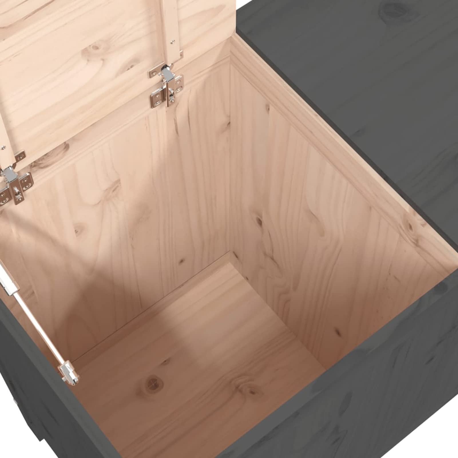 Homgoday Caja para la colada gris 88,5 x 44 x 76 cm madera maciza de pino, muebles, baúles y baúles, contenedor de jardín, porta herramientas de jardín, puf de exterior, baúl de exterior
