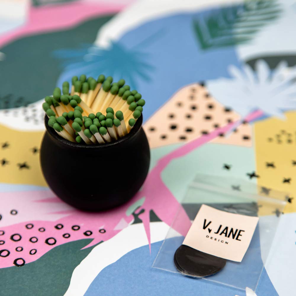 V JANE DESIGN Ceramic Match Striker, Black Matchstick Holder with