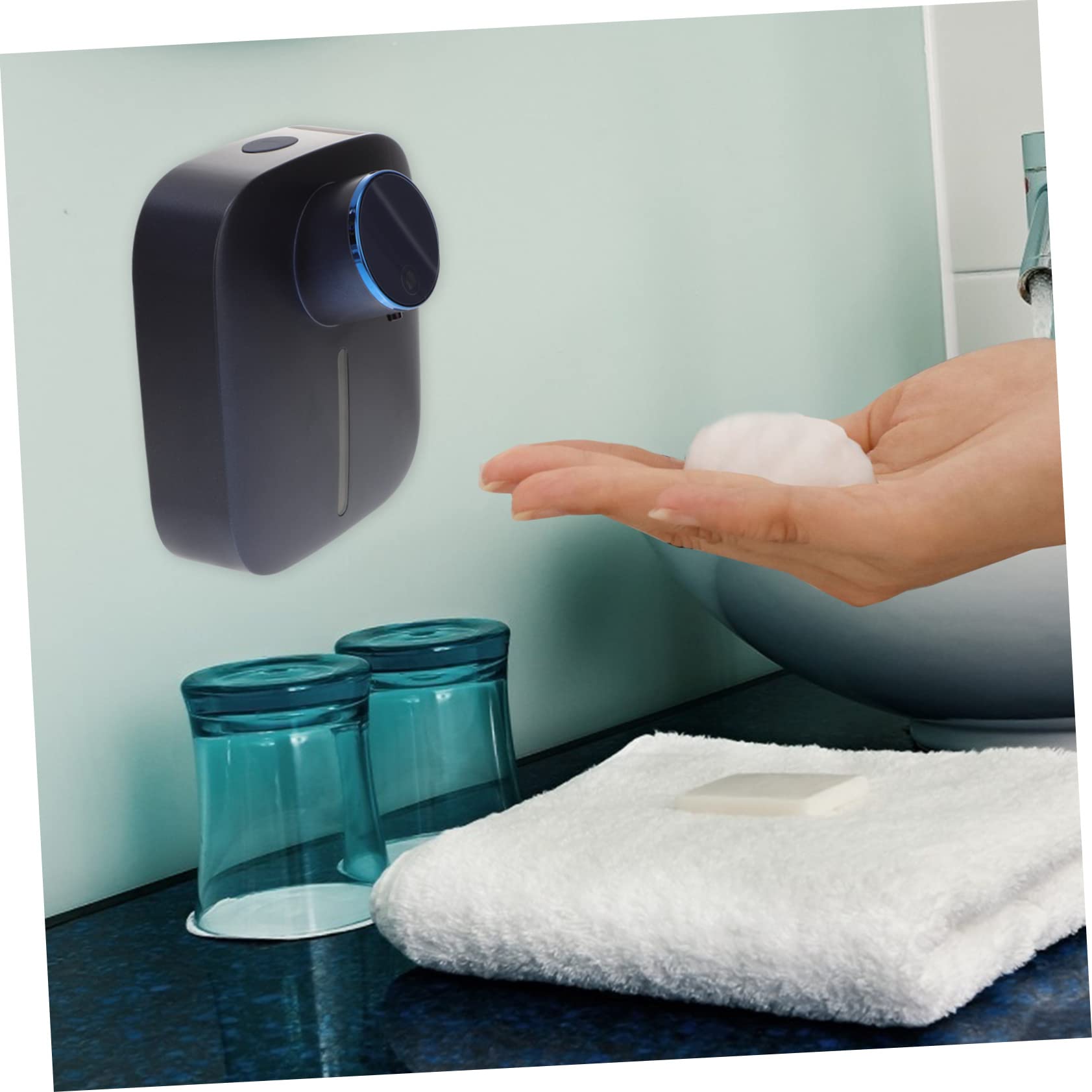 Dispensador Automático de Espuma sin Contacto X101 de Pared Abs | Recargable Usb, Depósito 320ml y Batería 1500 Mah, Cantidad Ajustable, para Baños y Aseos