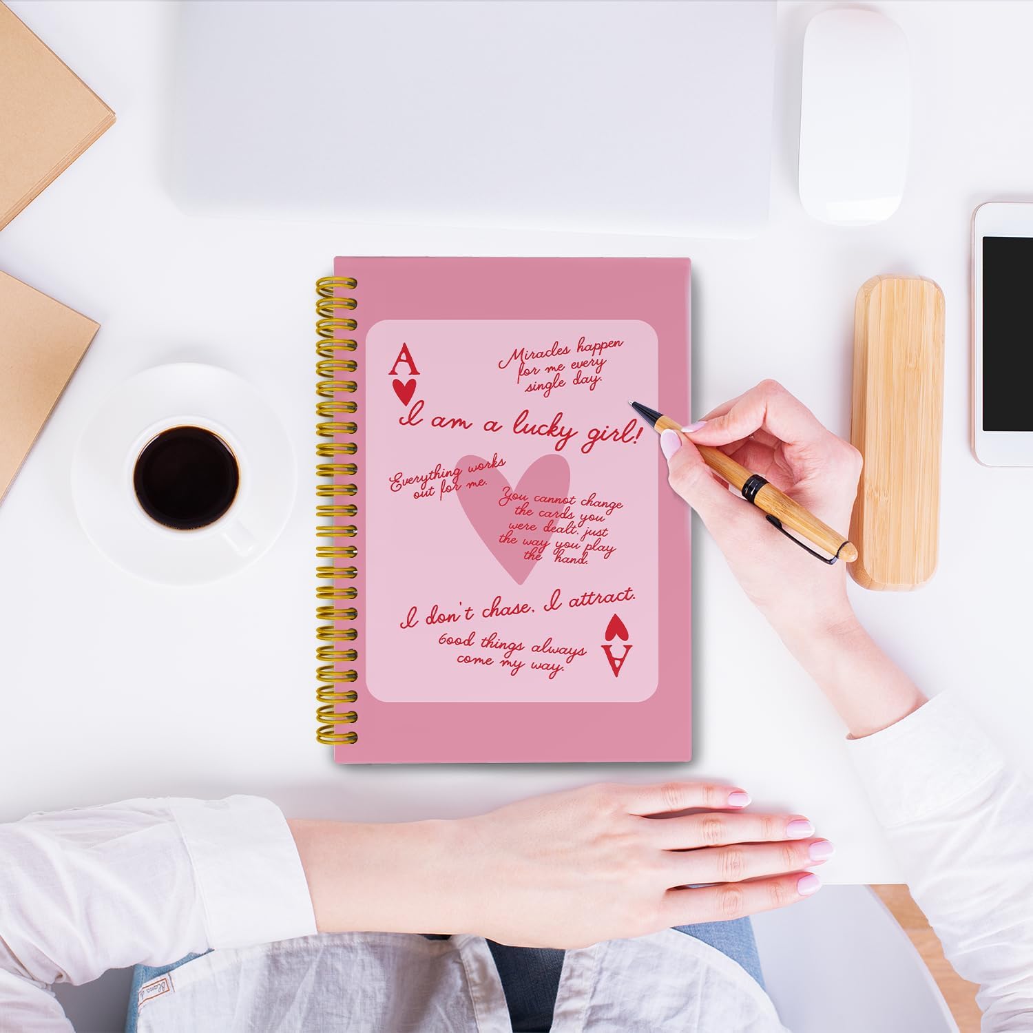 LiTiu Pink Spiral Journal Notebook,Coquette Girly Style Notebook for Teen Girls Women,Preppy Trendy Funky Hardcover Spiral Notebook,80 Sheets 5.8x8.3 - Image 3