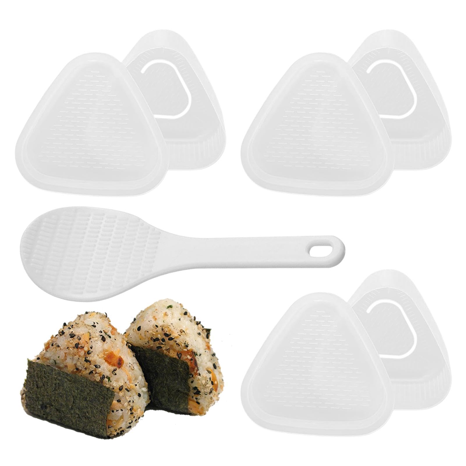 Onigiri Form Set - 6-teilig Mit 3 Großen & 3 Kleinen Dreieckformen + Reislöffel Für Sushi