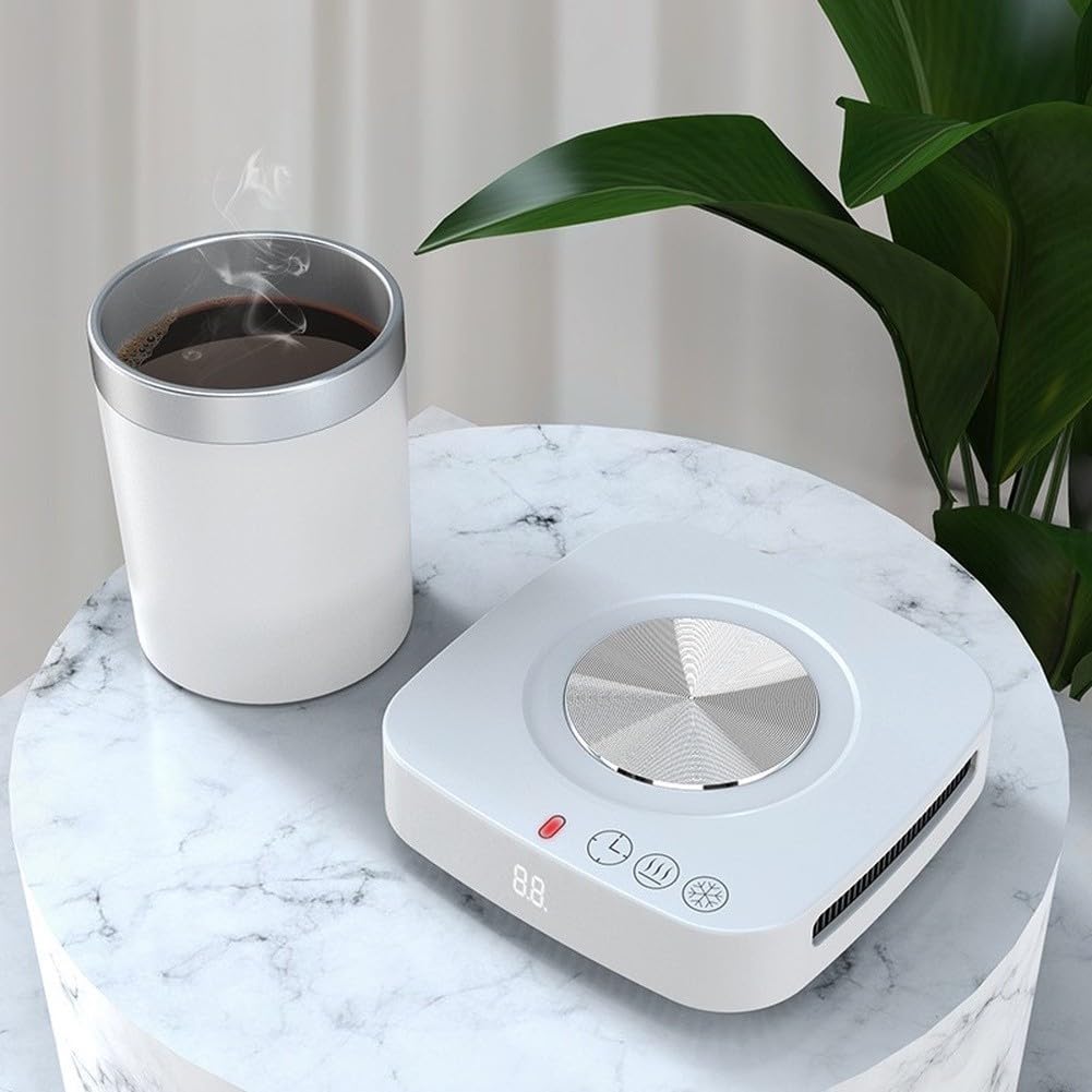 Posavasos inteligente de calefacción y refrigeración con pantalla digital para tazas de vidrio y metal, control de temperatura ajustable para uso en casa, oficina, viajes, color negro