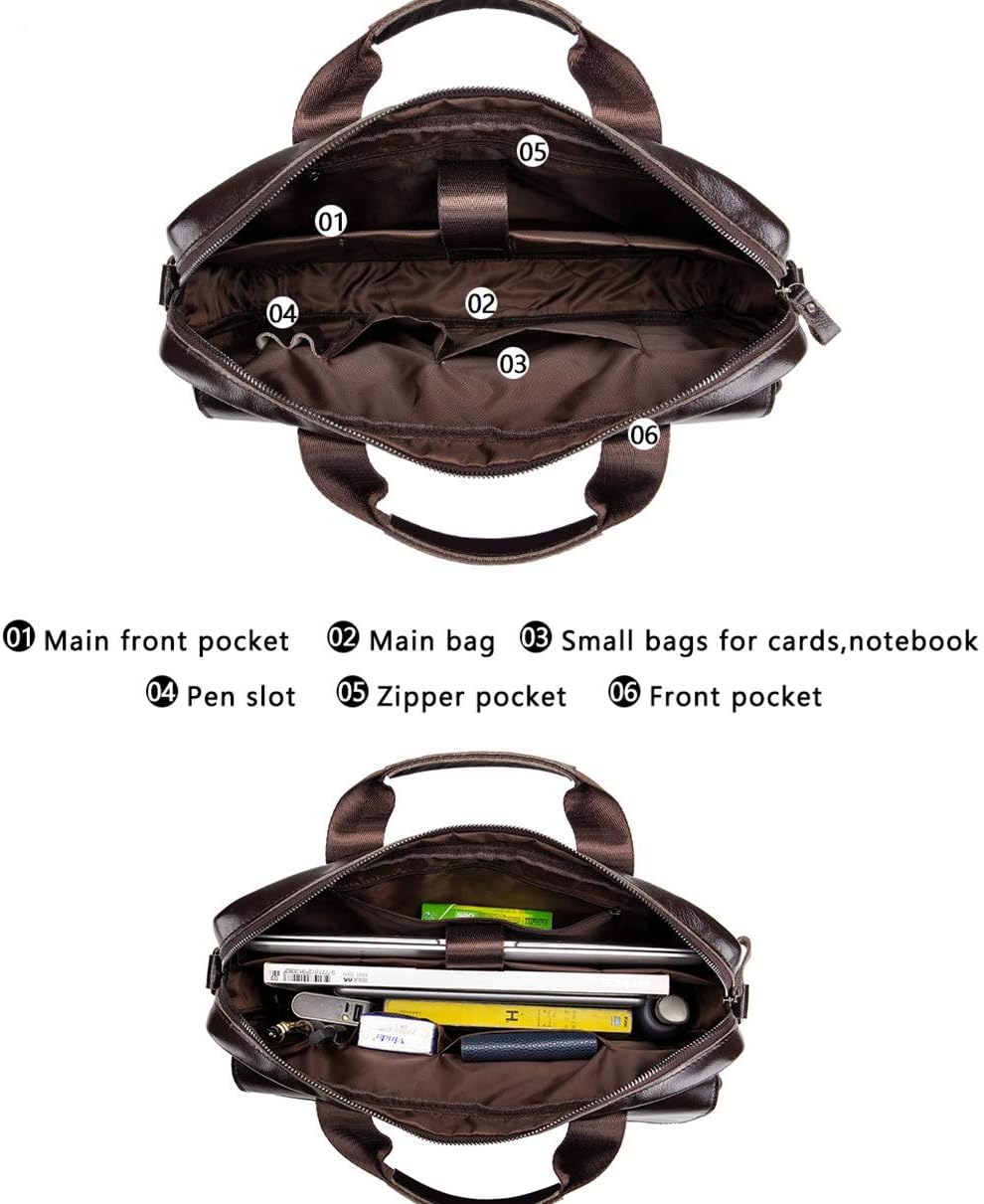 Men's Laptop Bags, Shoulder Bag Leather Handbag Bag Grand Briefcase Computer Bag