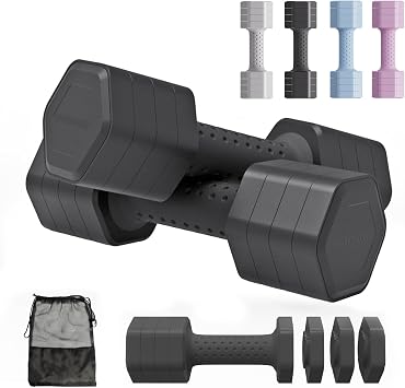 Cloudfire Adjustable Dumbbells Set,2 x 2.5kg Free Weights with Soft Grip Handle, 4-in-1 Weights Dumbbells Set,Hand Weights for Women Men,Adjustable Dumbbell Pair for Home Gym Fitness Training