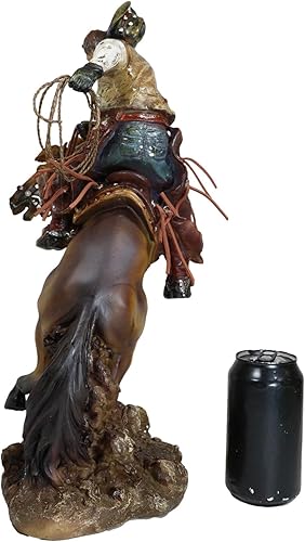 Miniatura 6 de Ebros Gift Figura rústica de vaquero occidental con sombrero y cuerda de lazo montando en la cría de caballos Bronco Rodeo Estatua del Viejo Mundo