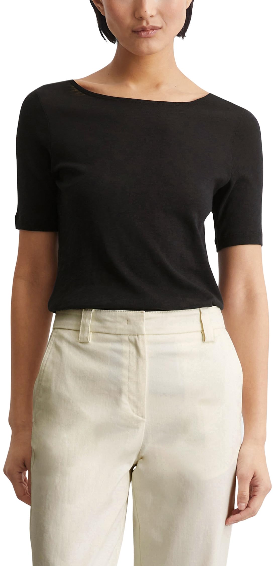 Marc O'Polo Damen T-Shirt aus Bio-Baumwolle mit U-Boot-Ausschnitt