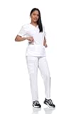 Scrub Set Top and Pants with 4 Pockets Stretch Fabric Lightweight Nurse Uniform Set for Home Attendant