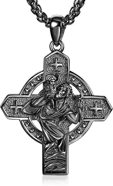 ADMETUS 925 Sterling Silver Amulet Necklace | Protection Necklace Patron Saints Jewellery for Men with 2.5mm 22"+2" Rolo Chain