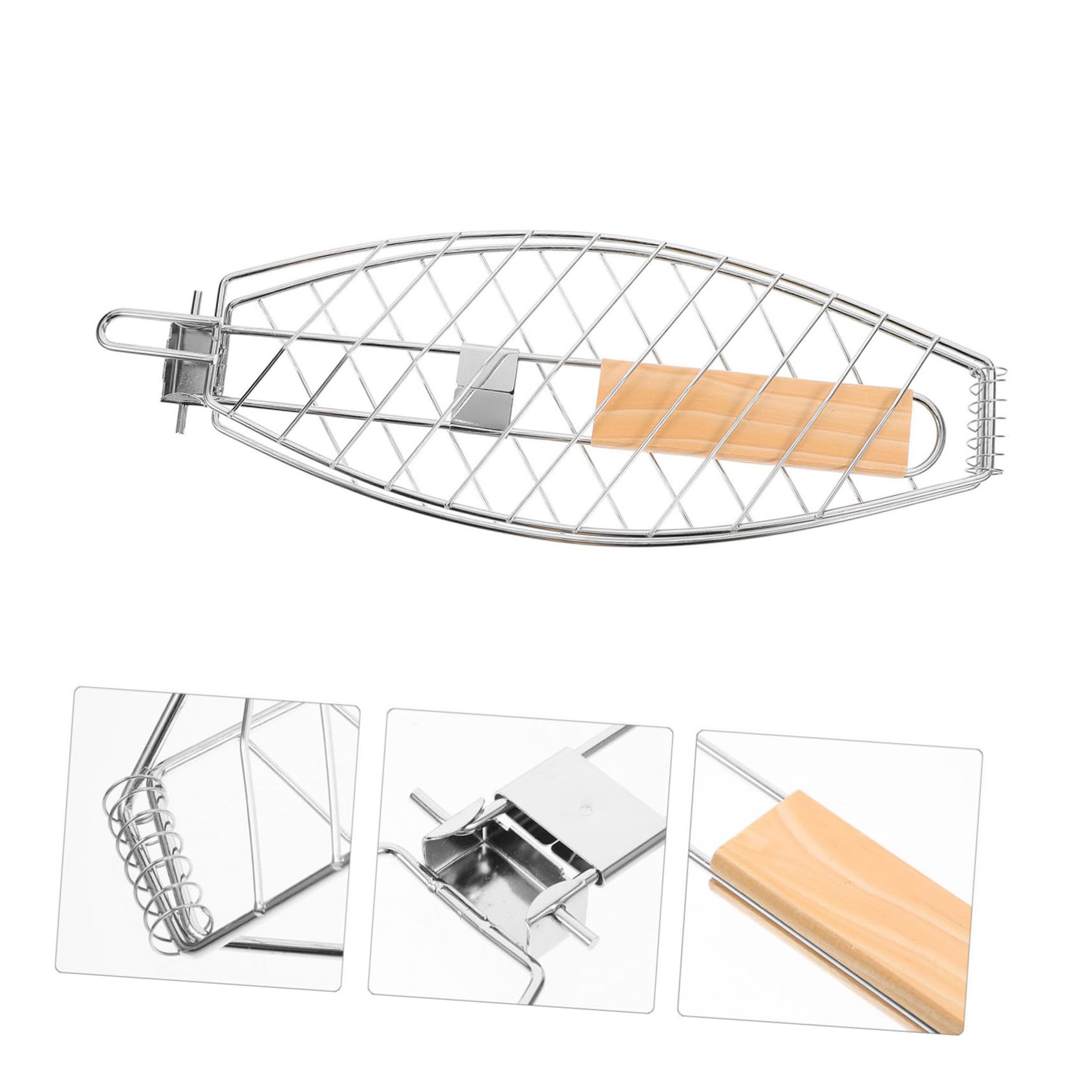Juego de 2 cestas de acero inoxidable para parrilla de pescado, plegable, portátil, para cocinar al aire libre, perfecto para entusiastas de la barbacoa