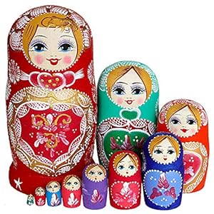 Ashley GAO 10 Stks/set Houten Russische Nesting Poppen Rusland Traditionele Matroesjka Poppen Verjaardag Kerstcadeau…