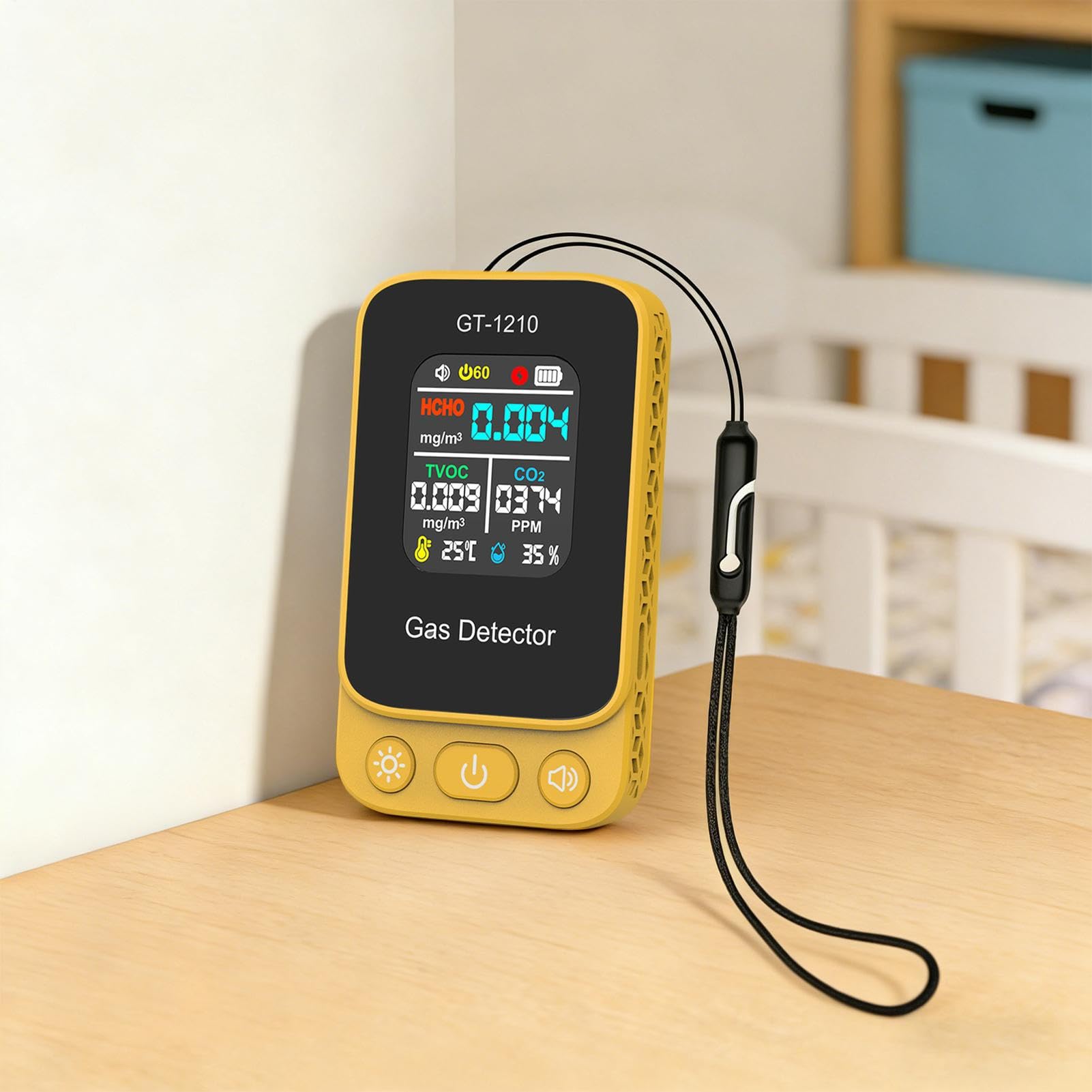 Monitor di qualità 'aria,Sensore in reale,Rilevatore d'aria portatile con misurazione della temperatura e 'umidità per la casa - per casa camera da ufficio auto hotel