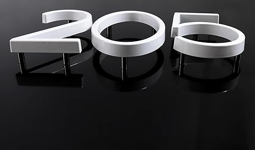 Vista 184 de Metal Numbers for House Outside, 5 Inch Modern House Numbers, DIY Floating Address Numbers with Screws, Rust Free Zinc Alloy, Silver Number 5
