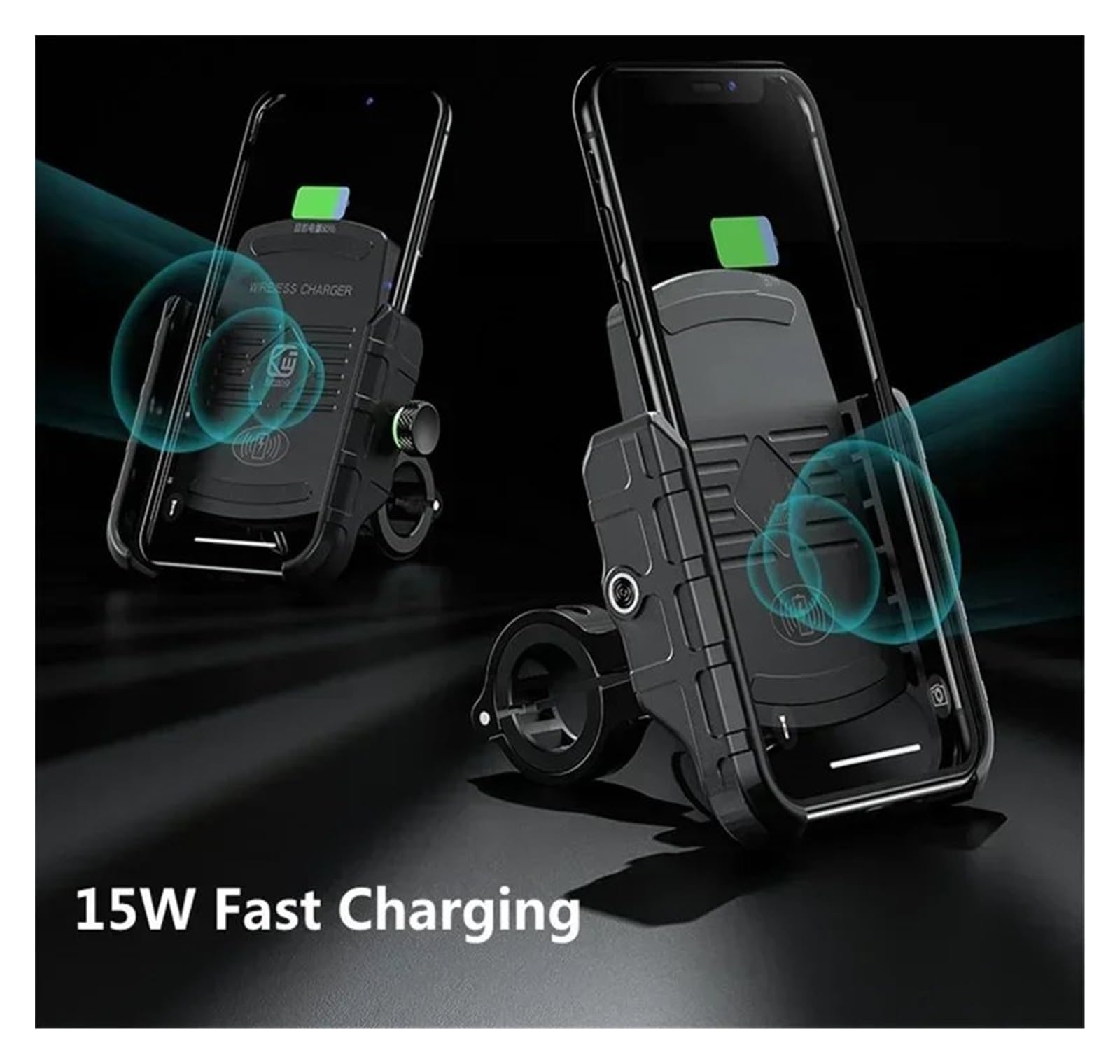Uchwyt ramy nawigacyjnej, uchwyt na kierownicę do telefonu komórkowego, szybkie bezprzewodowe ładowanie, szybka ładowarka USB, Moto motocykl, lusterko, stojak (9 bezprzewodowych ładowarek)