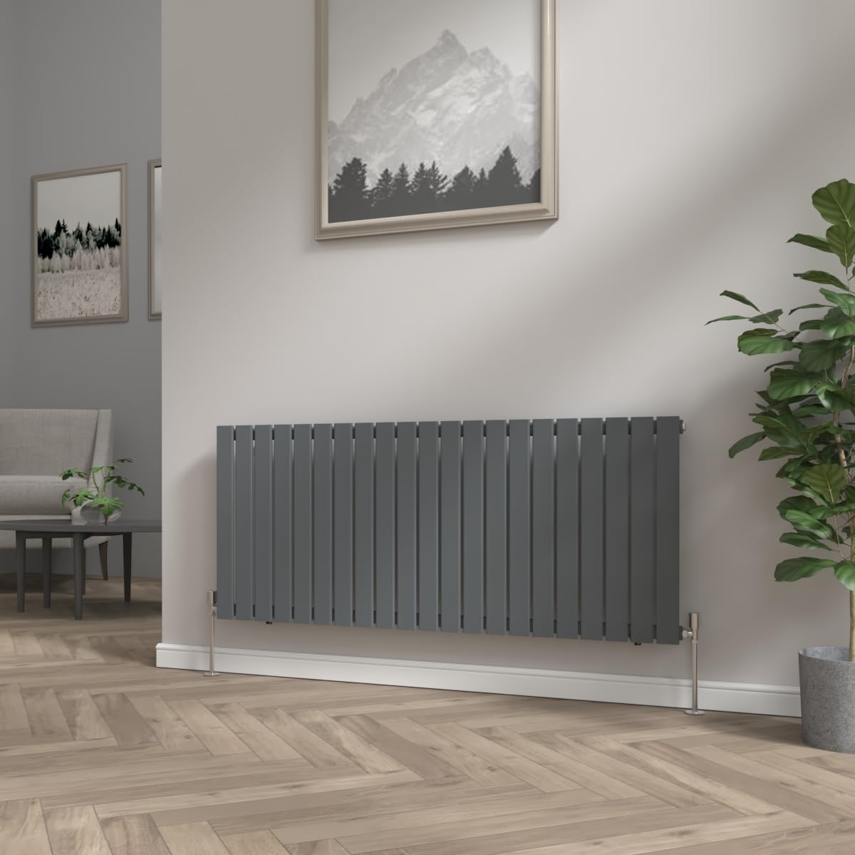 Nrg Anthracite 600X1428mm Column Designer Radiator Single Flat Panel