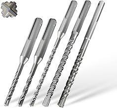 CSOOM 5-Piece Concrete Drills Crosshead Design Professional Concrete Carbide (SDS Plus Shank) 5, 6, (110mm) 6,8,10 (160mm) Drill Bits, Ideal for Drilling into Masonry, Concrete, Natural Stone, Brick