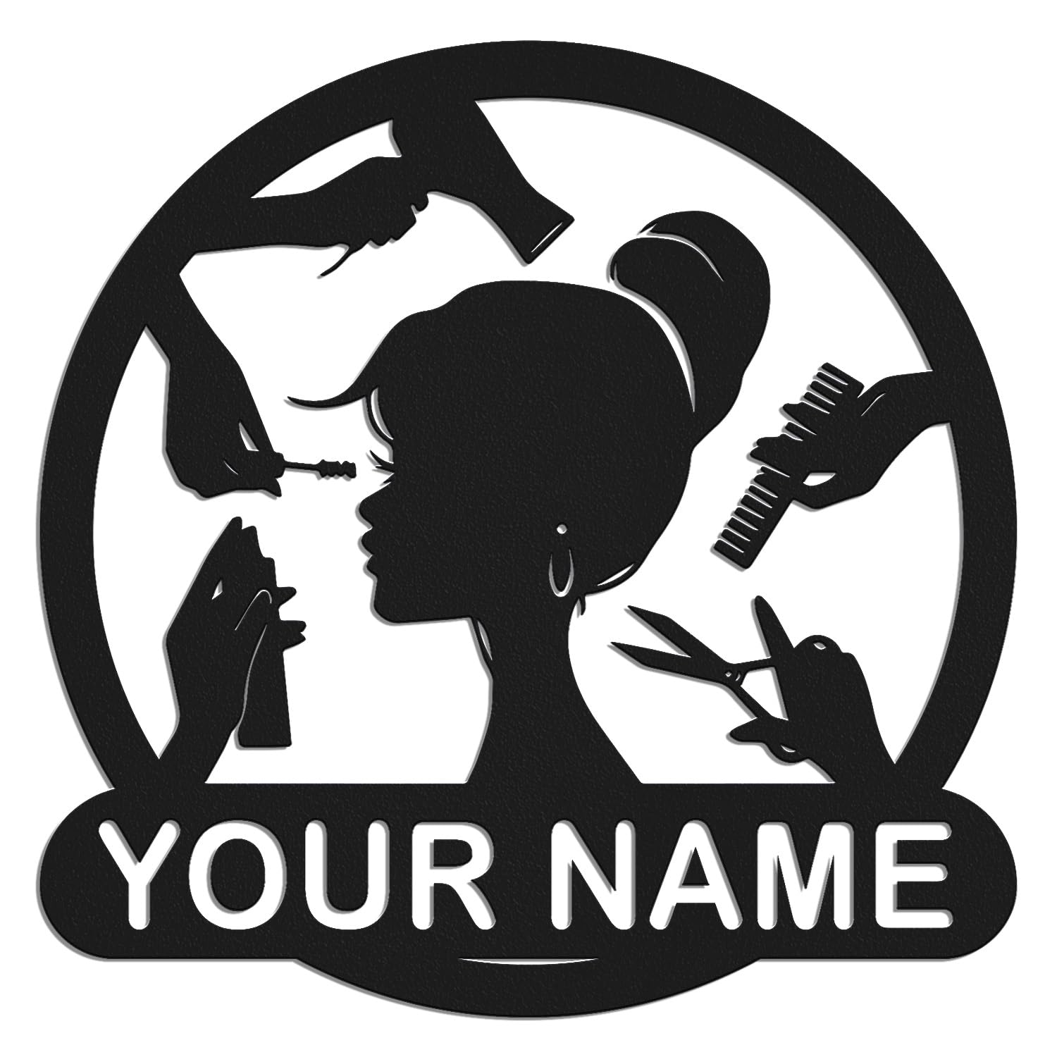 Personalized Custom Hair Dresser Metal Sign,Custom Beauty Salon Girl Hair Metal Wall Art,Personalized Hair Dresser Name Sign (Style-9)