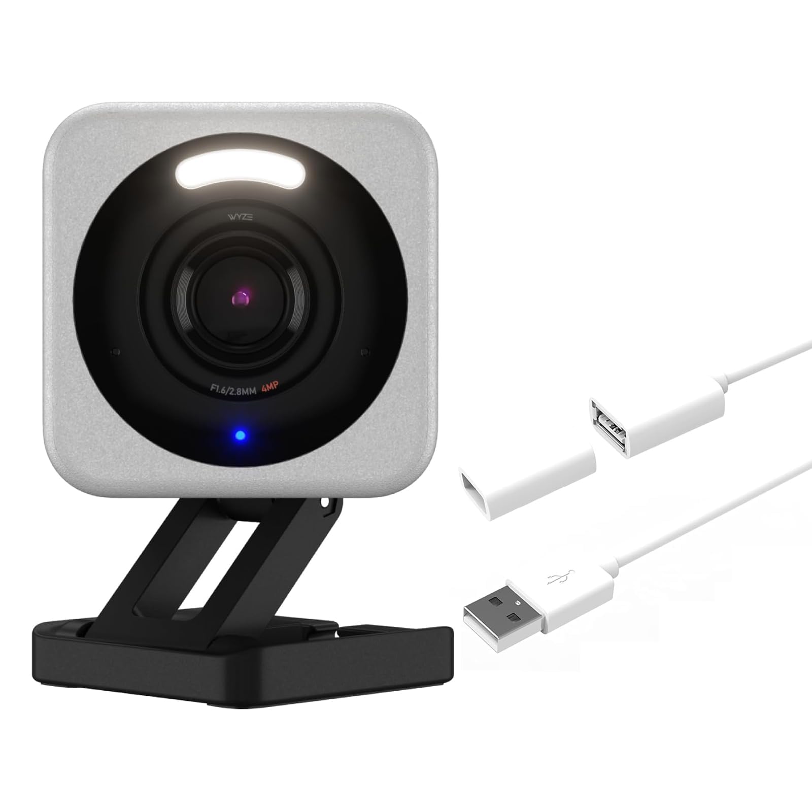 Photo 1 of WyzeCam v4 with 20ft Extension Cable, 2.5K QHD IP65 Indoor/Outdoor Home Security Camera w Night Vision, Spotlight & Siren, 2-Way Audio, Baby/Pet Monitor, Works with Alexa & Google Assistant, Grey