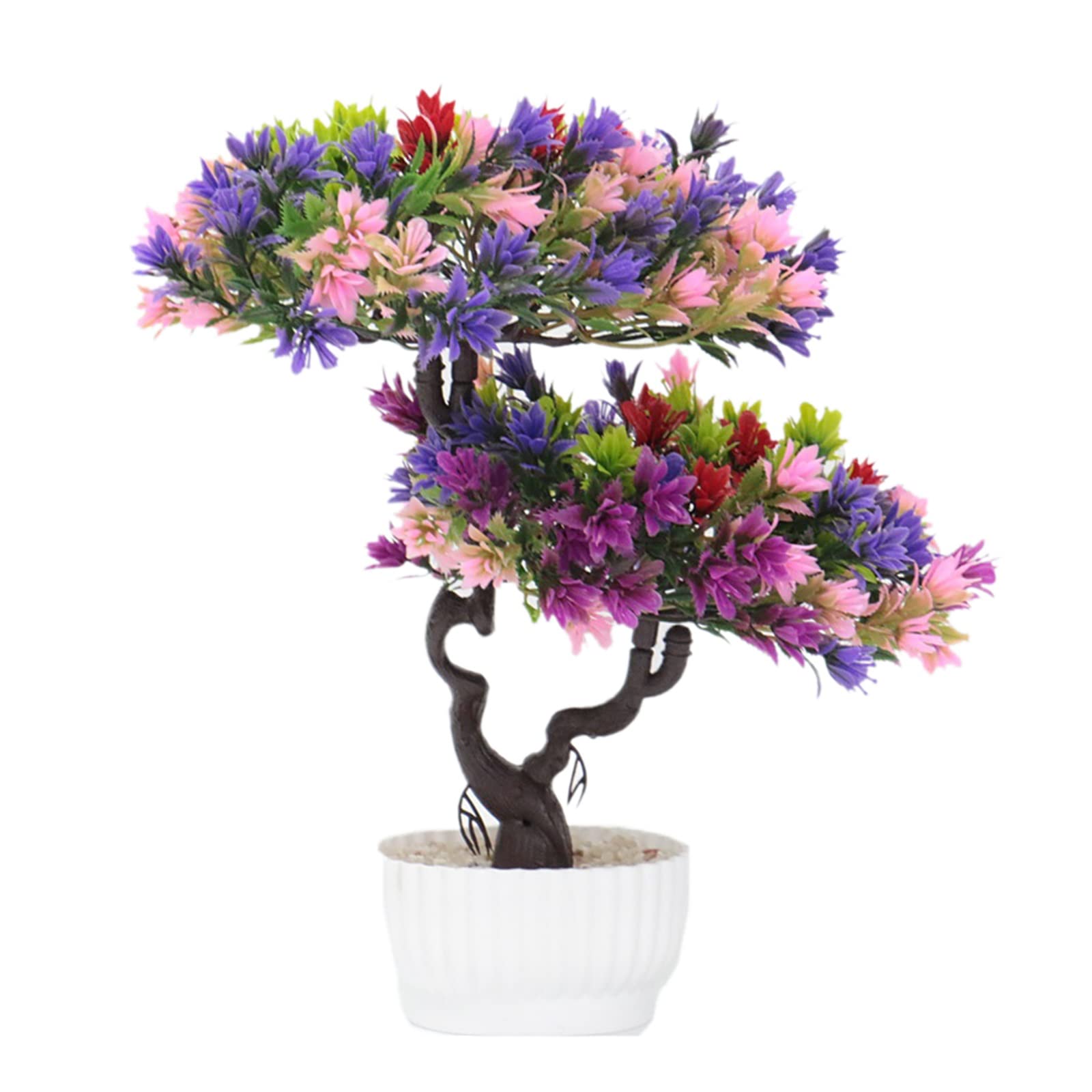HCZKIUJY Artificial Plants Artificial Flower Plants Potted Ornament Welcome Pine Bonsai Desktop Fake Flower Decoration Plastic Flowers Decoration Fake Plants Decor (Grey)