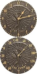 Whitehall Golfer Swing Wall Clock and Thermometer Set French Bronze 12 Inch Aluminum Indoor Outdoor photo Whitehall Golfer Swing Wall Clock and Thermometer Set French Bronze 12 Inch Aluminum Indoor Outdoor