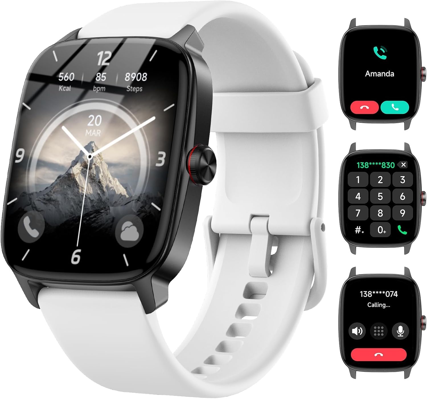 Smart Watch Woman Man with Bluetooth Calls and AI Voice, 1.85 Inch Smartwatch with WhatsApp Notification, Heart Rate Monitor/SpO2/Sleep/Pedometer, 110+ Sports Modes, Waterproof IP68 for iOS/Android — view 10