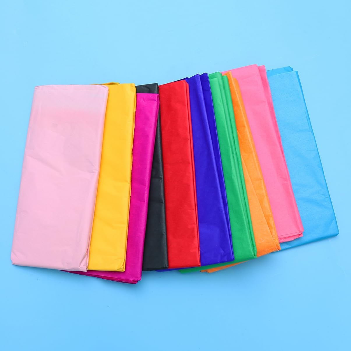 WOONEKY 100pcs Thin Craft Paper in Vivid Colors Wrapping Packing Art Supplies Random Color
