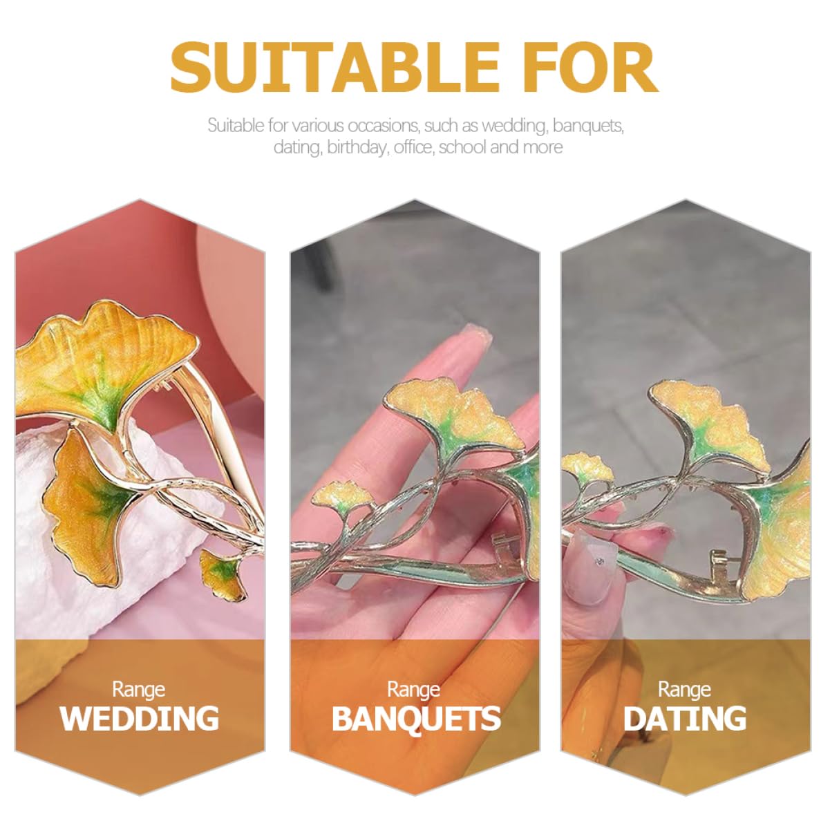 Ginkgo hair clips Q264 Ginkgo Leaves Hair Prong – Avigail Adam main image 2