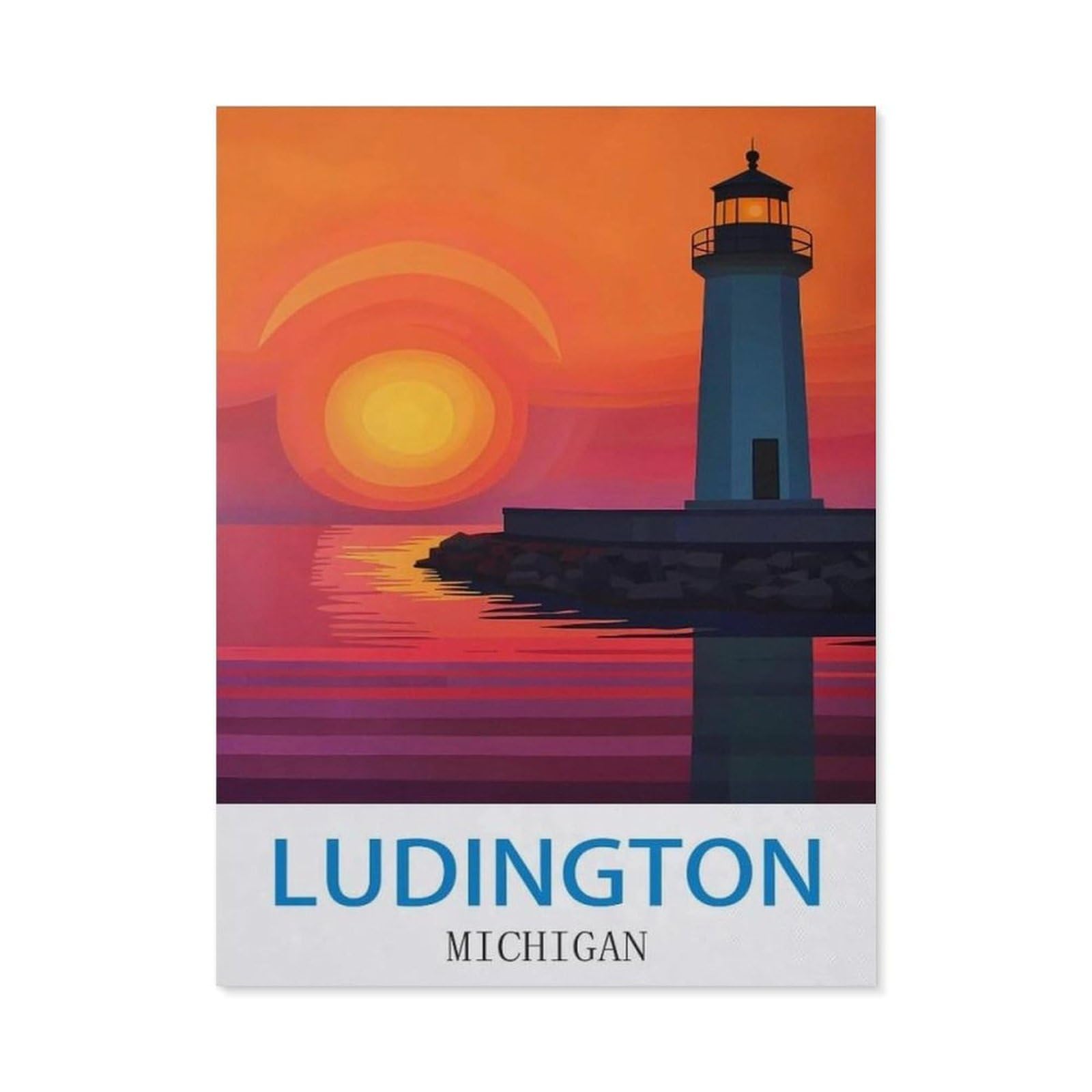 Beayodkp （50 X 60 Cm/19.68 X 23.62 Inches） Diy 5D Diamond Painting，Ludington Michigan，Round Diamond, Used For Room Decoration-Ci47