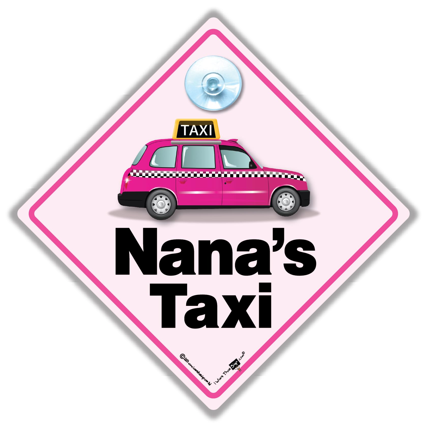 Iwantthatsign.com Yellow Nana's Taxi Sign, Nana's Taxi Car Sign