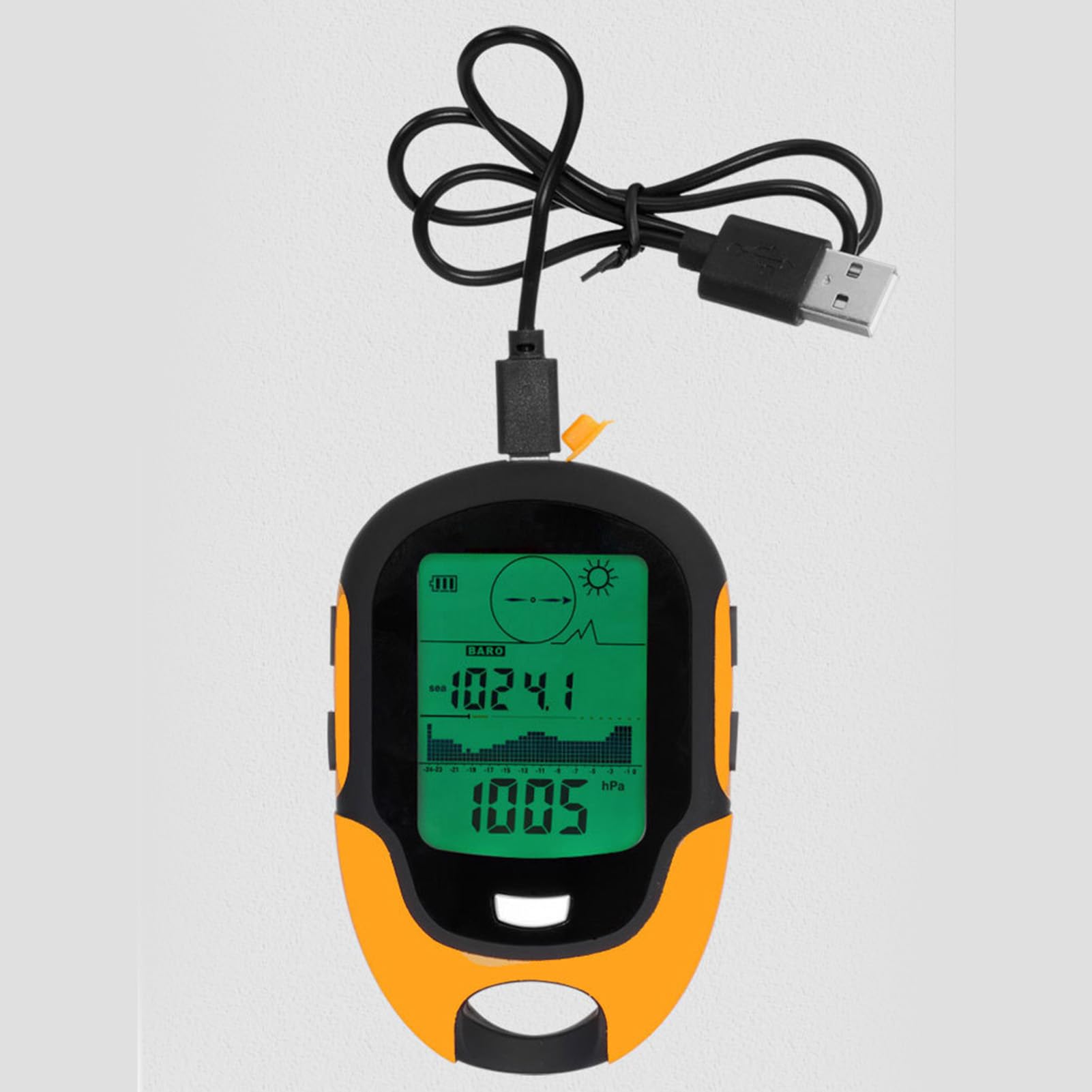 BuyWeek Altimetro, barometro multifunzione con bussola, termometro, igrometro, previsioni meteo, orologio, data, torcia a LED, sveglia, impermeabile IPX4