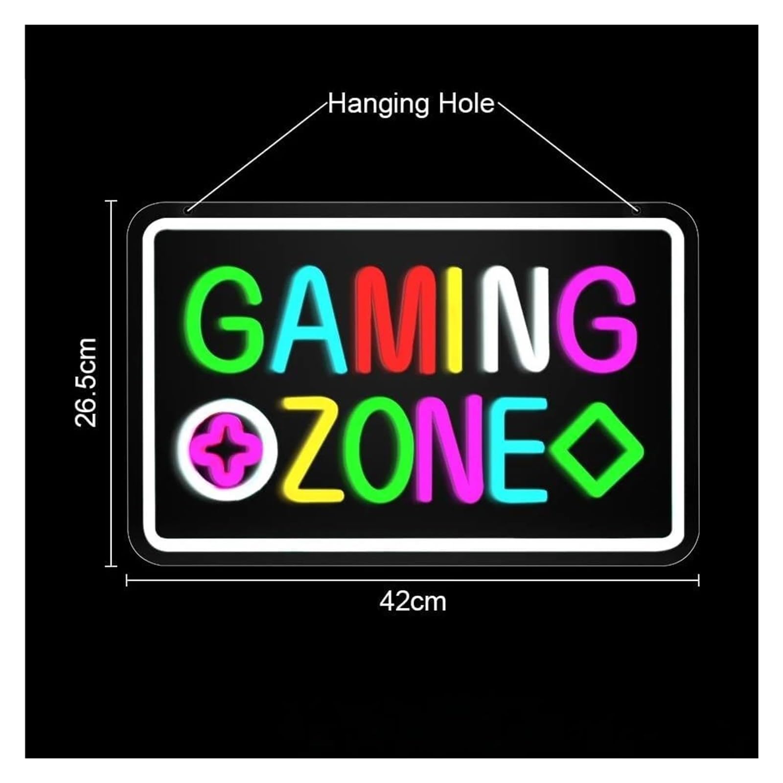 Décor Mural Lumière Panneau Néon Gaming Zone Contrôleur De Jeu Lumière LED Pour Chambre À Coucher Garçon Salle De Jeu Arrière-plan Fête Club Décor Mural 42cmx26.5cm