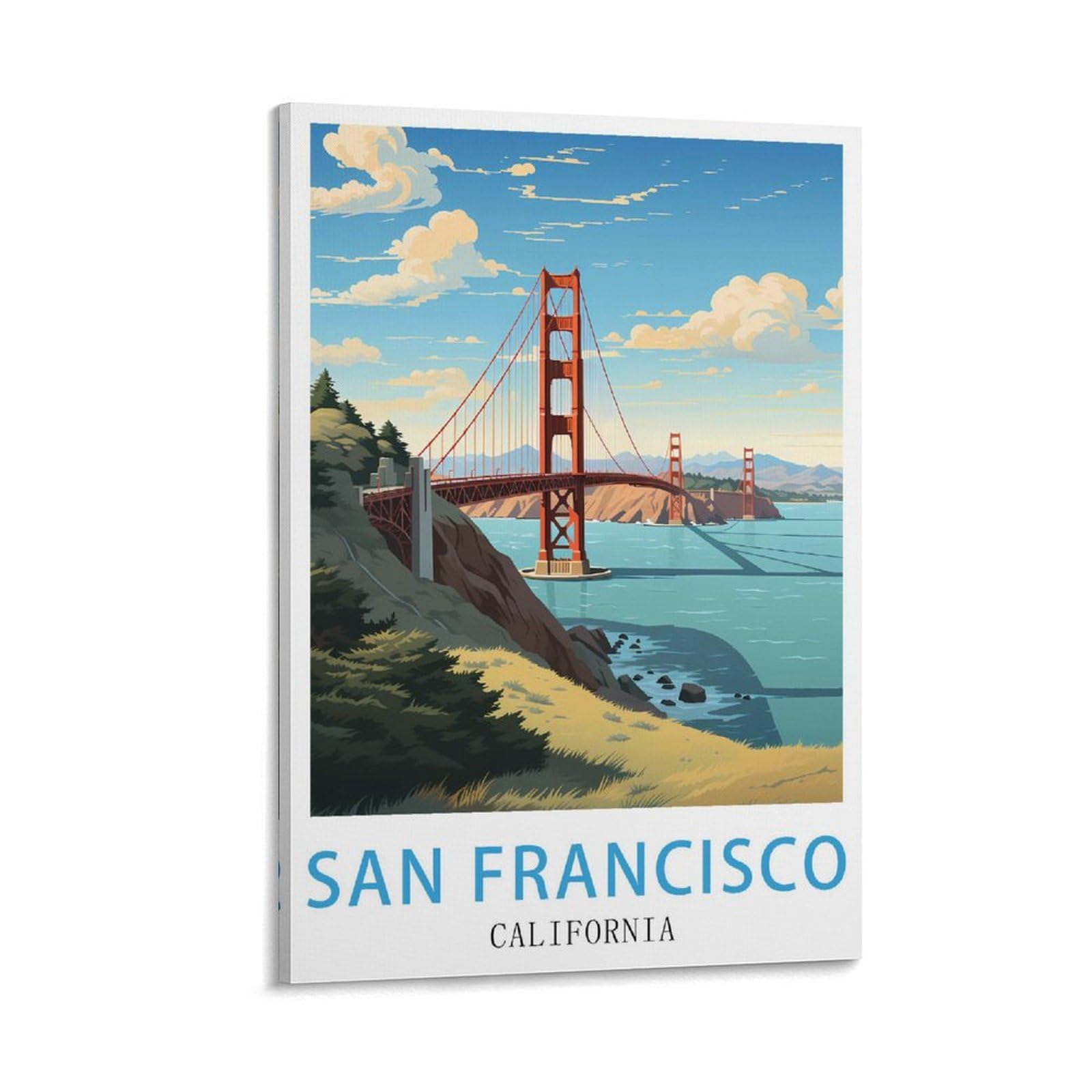 LNUYITR San Francisco California Vintage Travel Poster 16x24inch(40x60cm) Canvas Art Posters And Wall Art Picture Prints Modern Home Bedroom Decor Posters