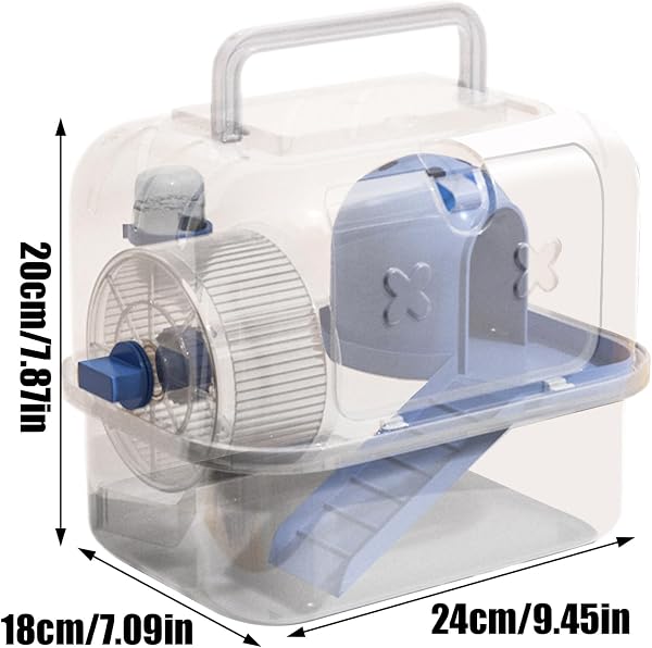 Trasportino per criceti - 24x18x20 cm, custodia trasparente per ventilazione, gabbia portatile trasparente a doppio strato, contenitore con coperchio sicuro | Piccola casetta ṕer animali domestici p̀e - 5