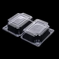 Vista 2 de Recipiente de alimentos transparente con bisagras, recipientes cuadrados de plástico para llevar, recipientes desechables de postre