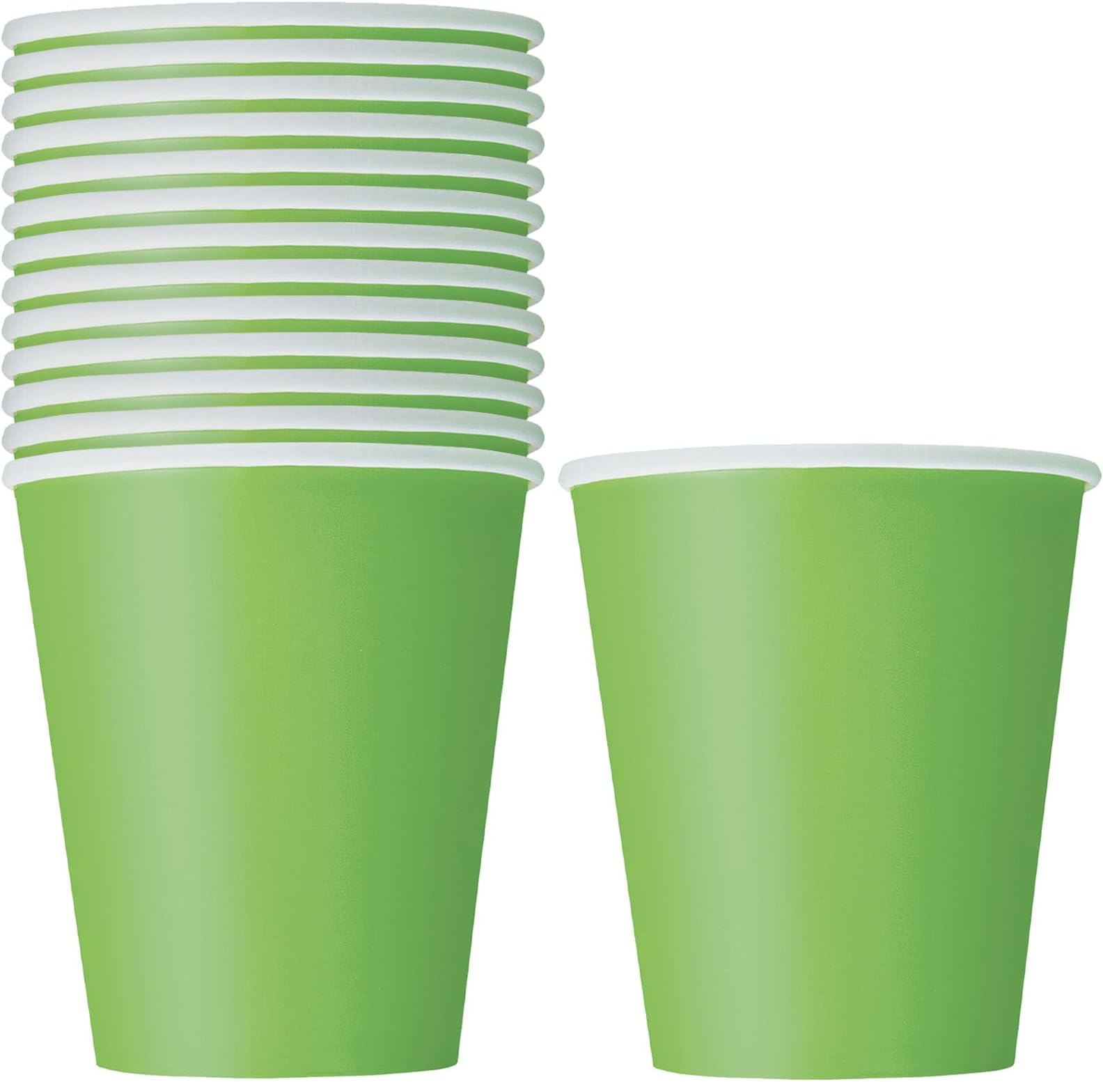 Lime Green Solid Paper Cups - 9 oz (Pack of 14) - Elegant & Eco-Friendly Party Drinkware - Perfect for Birthdays, Showers, & Special Celebrations