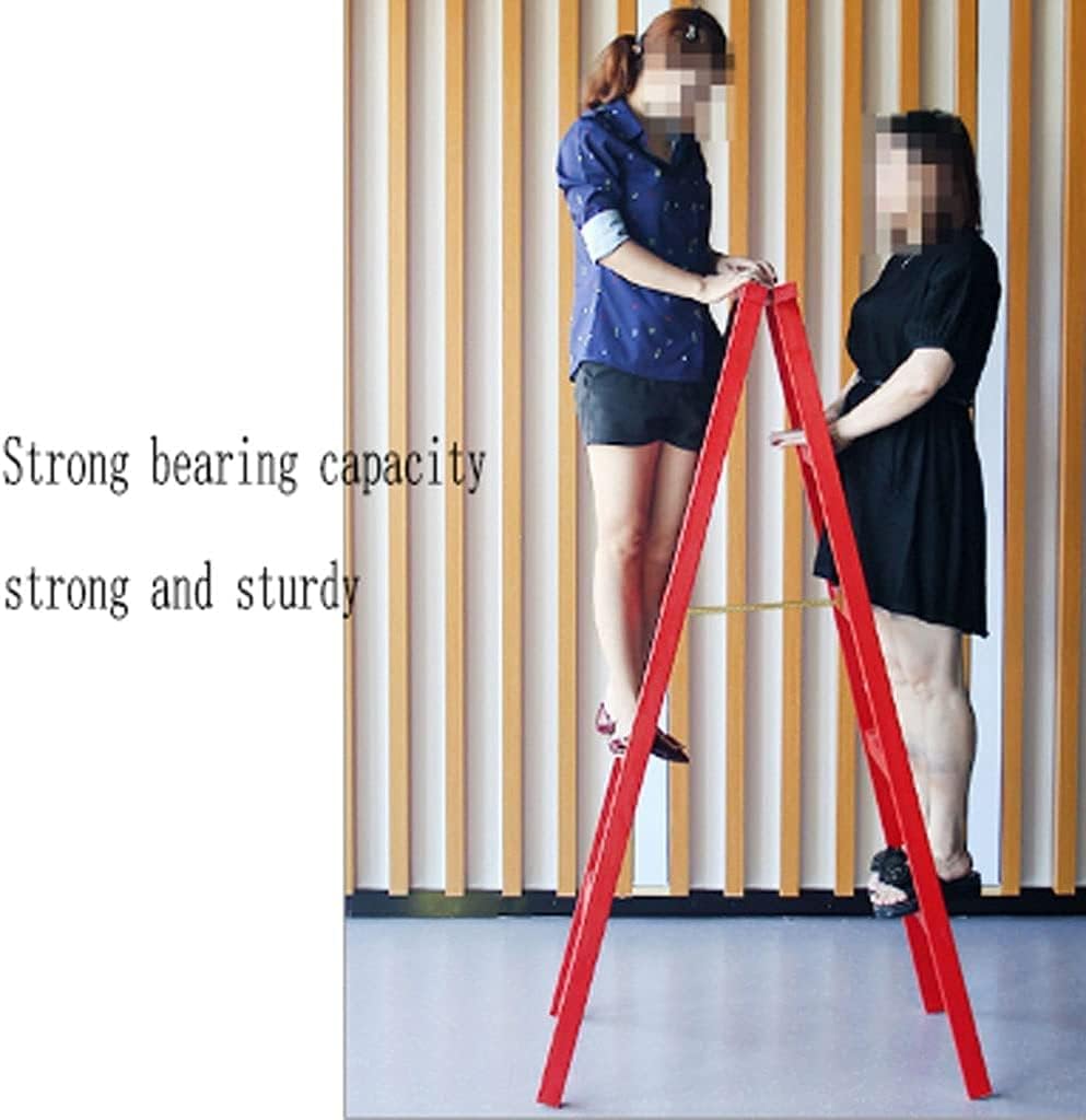 Step Ladder Folding Ladder with Wide Anti-Slip Pedal 4-Step Ladder Portable Ladder Indoor and Outdoor Folding Ladder Telescopic Ladder(Color:Yellow)