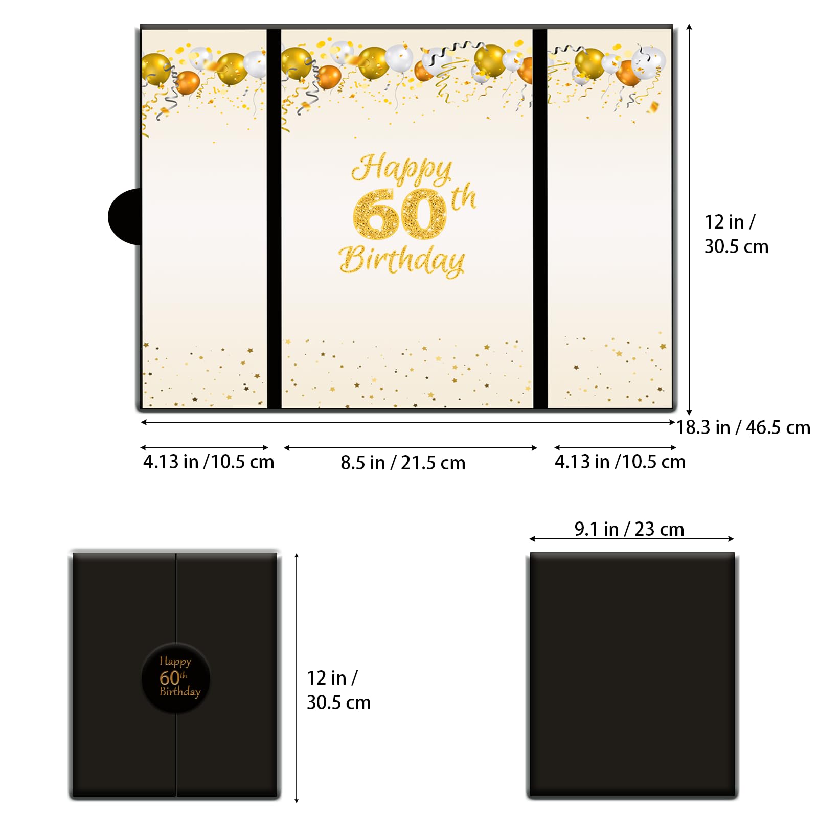 YouLain 60th Birthday Card, Birthday Alternative Signature Guest Book Gifts for Men Women, Black Gold Cheers to 60 Years Party Sign in Poster Card Party Favor Supplies