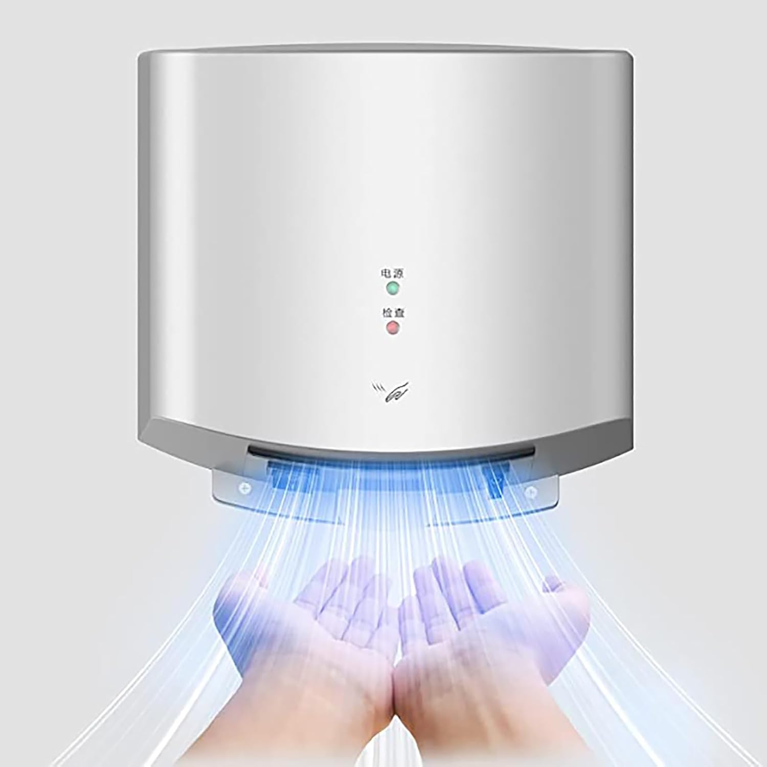 Automatic Hands Dryer High Speed, Samrt Sensor Hand Dryer, with Filter, 105M/S, Cold & Warm Air, for Toilet Commercial Automatic Bathroom Dryers,Silver