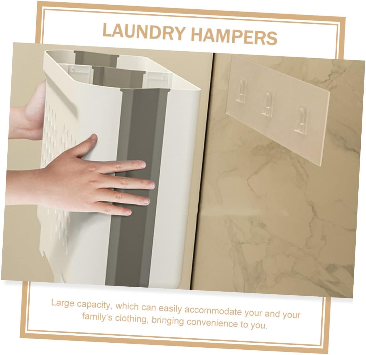 Foldable Wall Mounted Laundry Hamper with Smooth Surface Large Capacity Bathroom Storage Basket for Dirty Clothes Space Saving Hanging and Floor Placement and Convenient Organizer